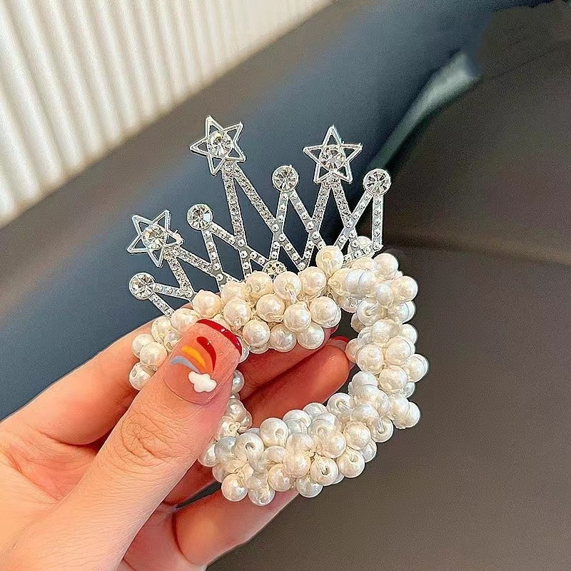 Picture of Crown headdress children's little princess headband 2023 Korean style new bead flower little girl hair tie balls