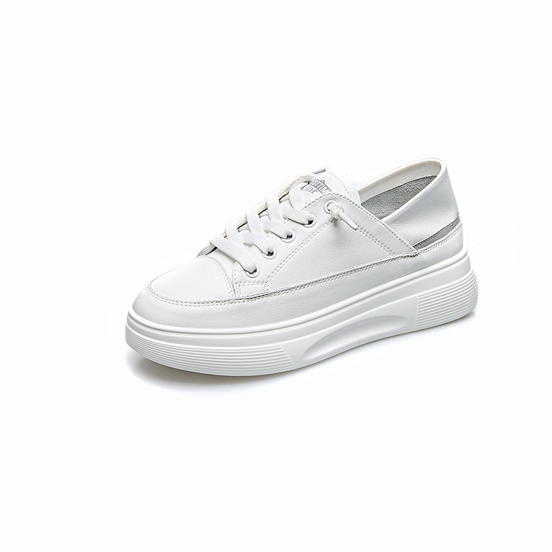 Picture of Genuine Leather White Shoes for Women 2025 New Thick-Soled Sneakers Breathable Casual Sports Women's Shoes Popular Versatile White Women's Shoes