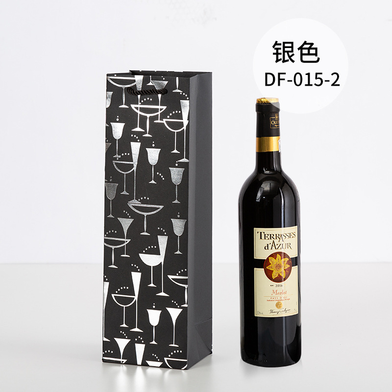 Picture of Red Wine Portable Paper Bag in Stock Hot Stamping Practical Red Wine Gift Packaging Bag Wine Portable Paper Bag Wholesale