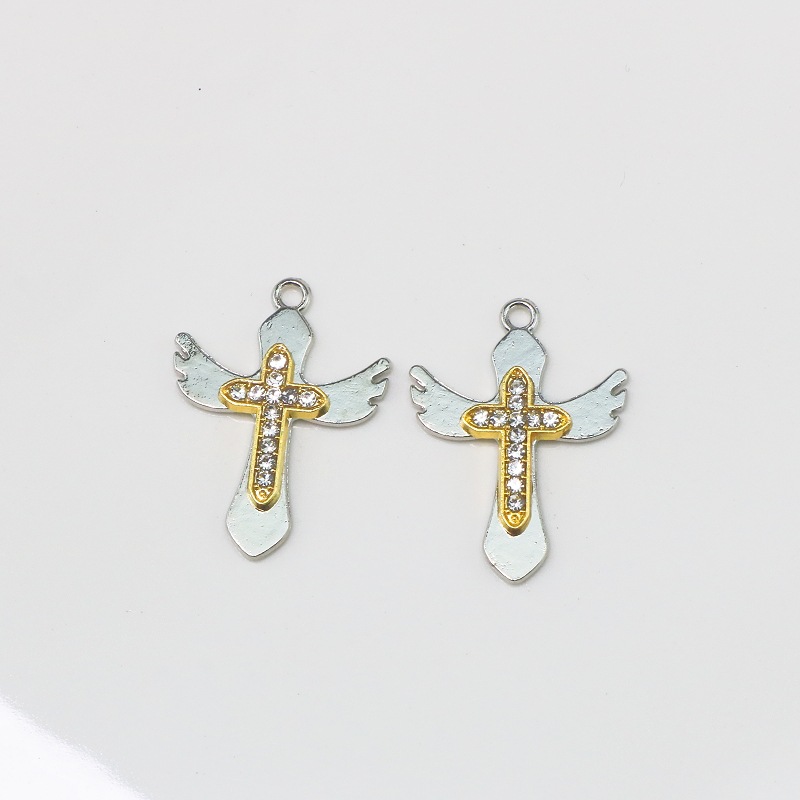 New zinc alloy Stone series star with diamond wings cross DIY earrings pendant bracelet necklace jewelry accessories