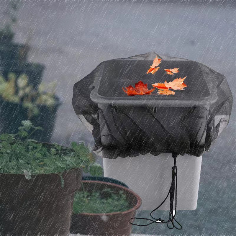Garden Outdoor Rain Barrel Net Cover Water Bucket Leaf Anti-Mosquito Net Cover Screen Protective Cover Filter Protective Net