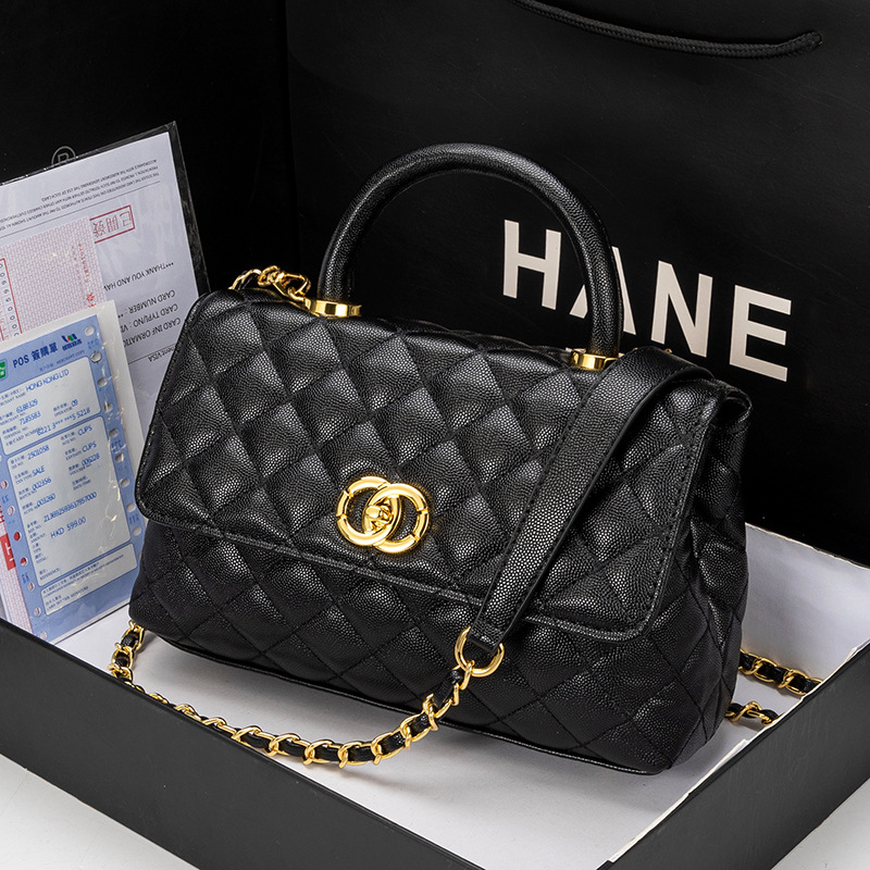 Light Luxury Women's Bag 2024 New Style Bag Trendy High-end Texture Shoulder Crossbody Bag Chanel Style Rhombic Chain Handheld Bag