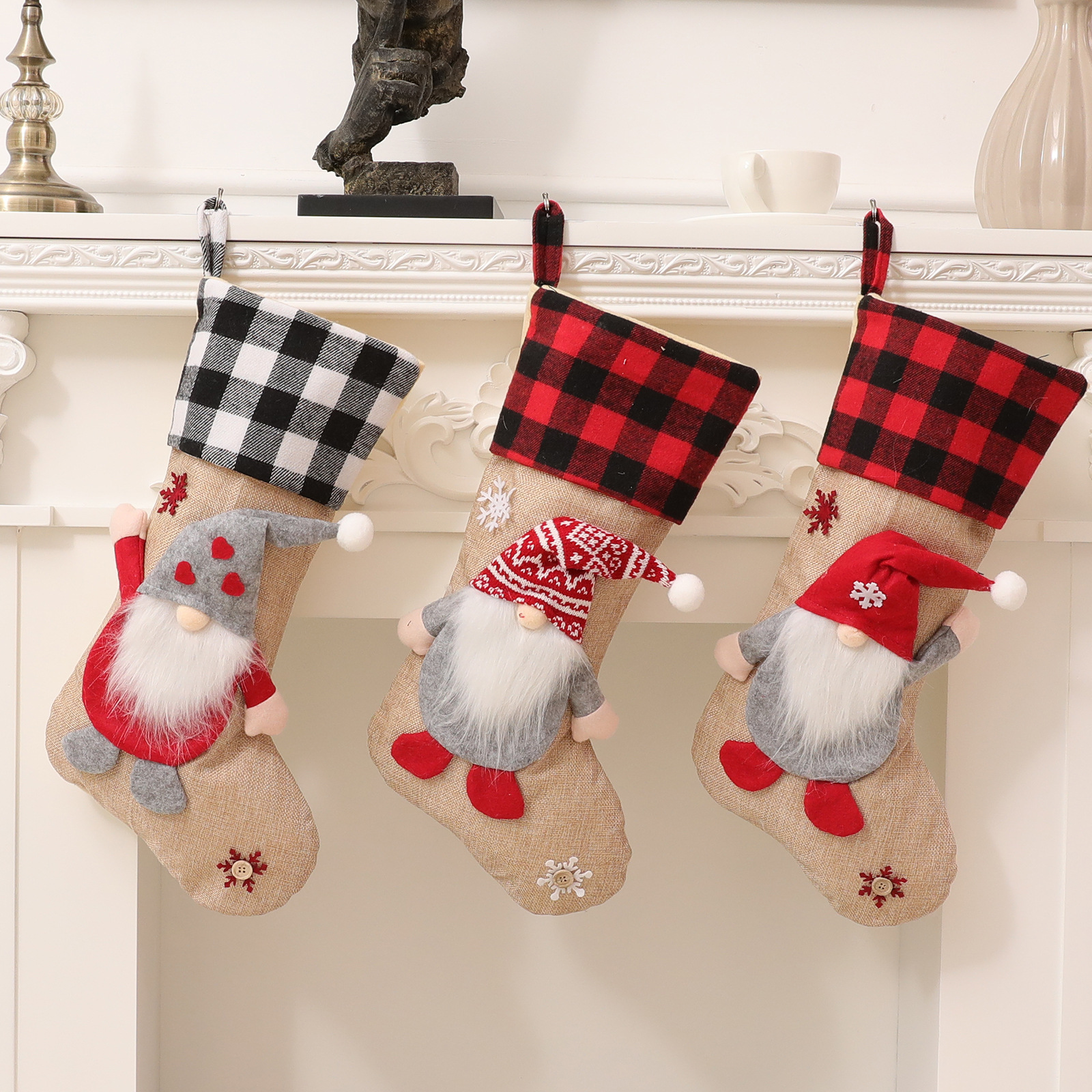 New Cross-Border Christmas Decorations Faceless Doll Christmas Stocking Gift Bag Christmas Socks Gift Bag