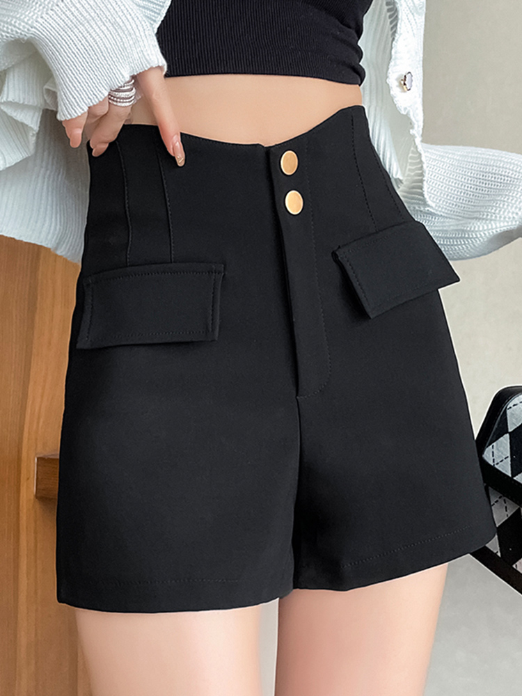 Spring black shorts with boots for children 2023 spring and summer new high waist pants leggings for small people