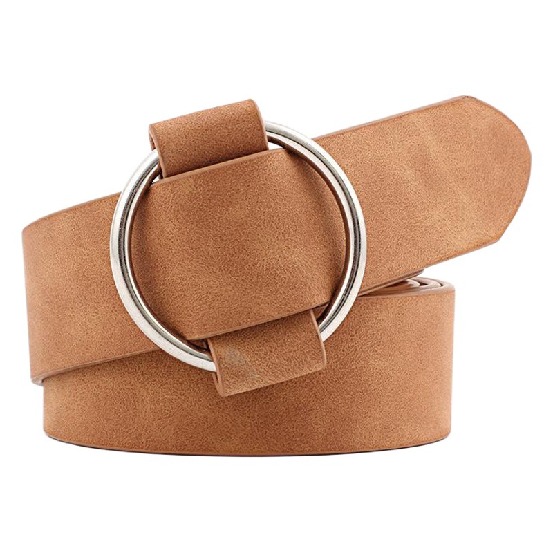 Manufacturer Wholesale Creative Style Needle-Free Round Buckle Casual Women's Belt Youth Fashion Wide Belt Wholesale Belt for Women