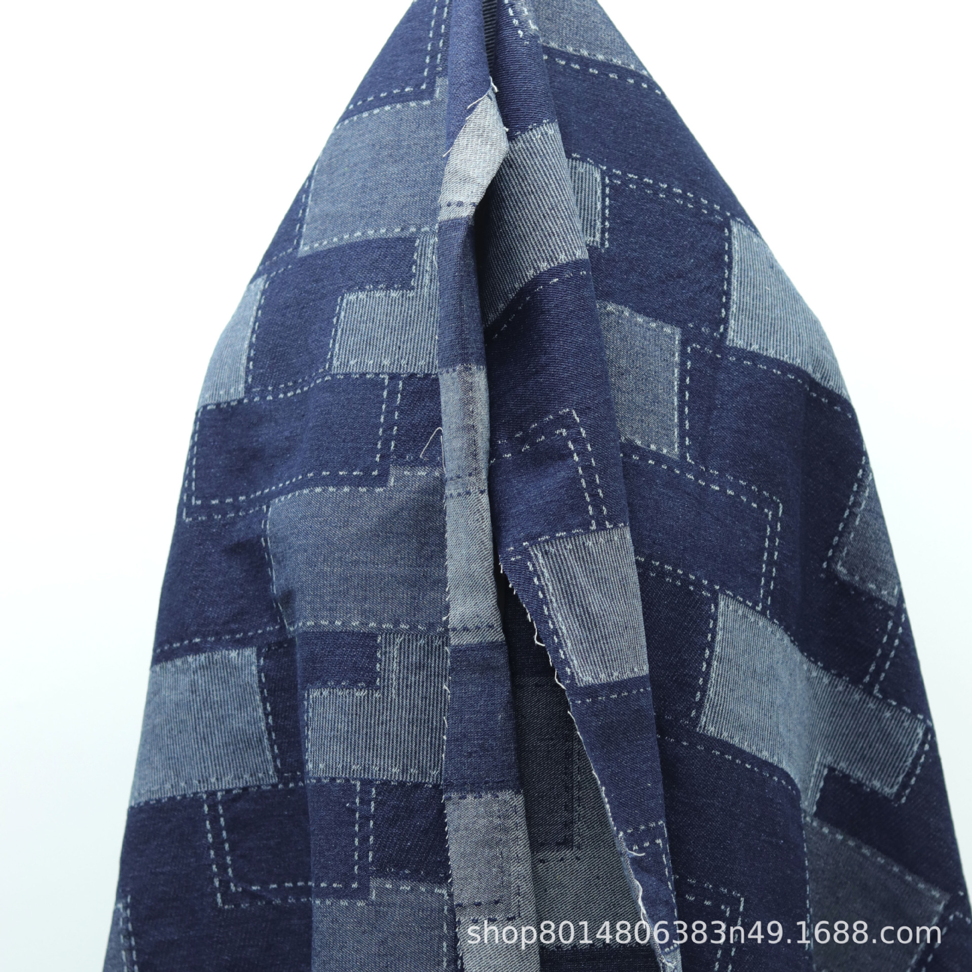 Picture of Thick Plaid Jacquard Washed Denim Fabric Clothing Fabric Jacket Jeans Fabric