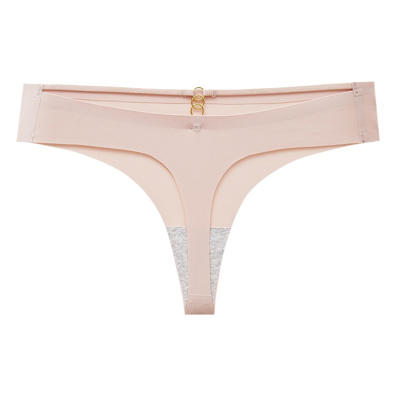Low-Waist Thong Women's Personalized Underwear Women's Charming Temptation Seductive Ice Silk Thong Women's European and American Invisible Fashion Sexy