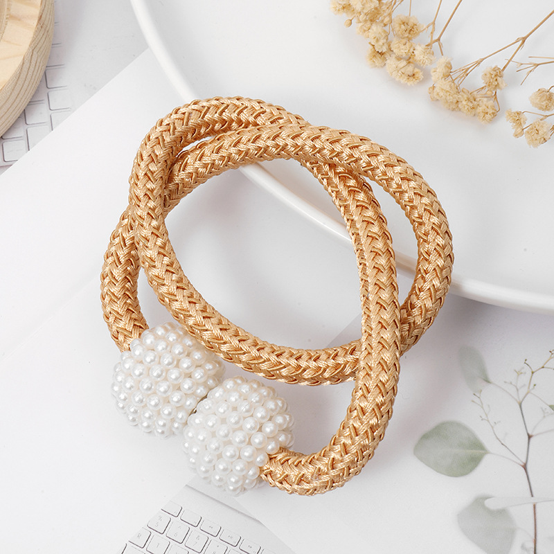 Picture of Curtain Straps Wholesale Small Pearl Magnetic Curtain Buckles Punch-Free Curtain Storage Binding Rope Drawstring Accessories