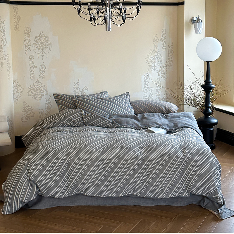2024 new 40s yarn-dyed three-layer yarn jacquard four-piece set 1.8m bed sheet four-piece set three-layer yarn