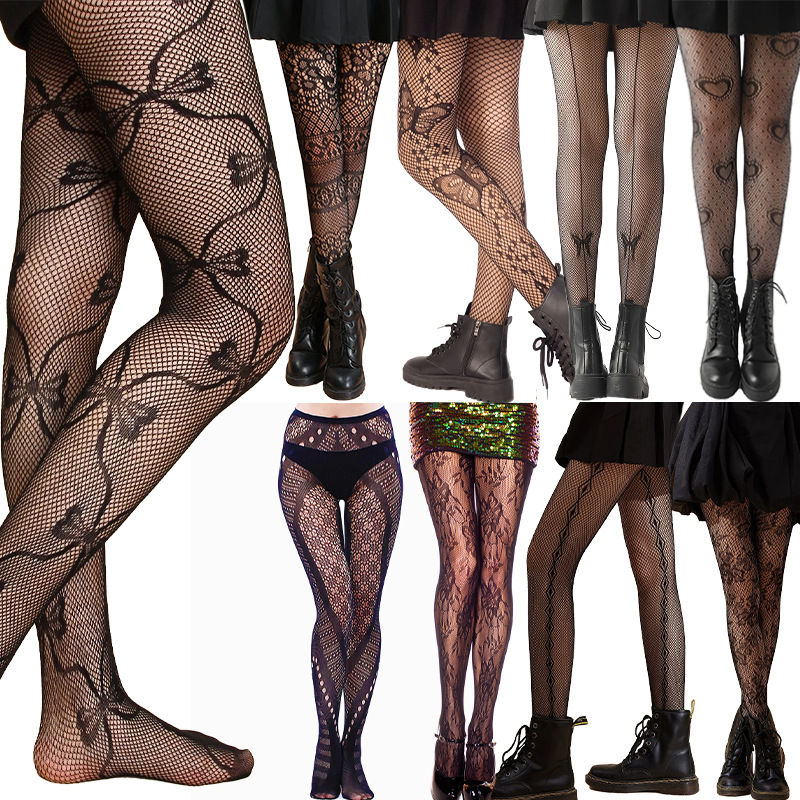 Foreign Trade High Elastic Large Size Fishing Net Pantyhose Jacquard Pattern Pantyhose Anti-hook Hole Bottoming Socks Pattern Four Seasons Pantyhose