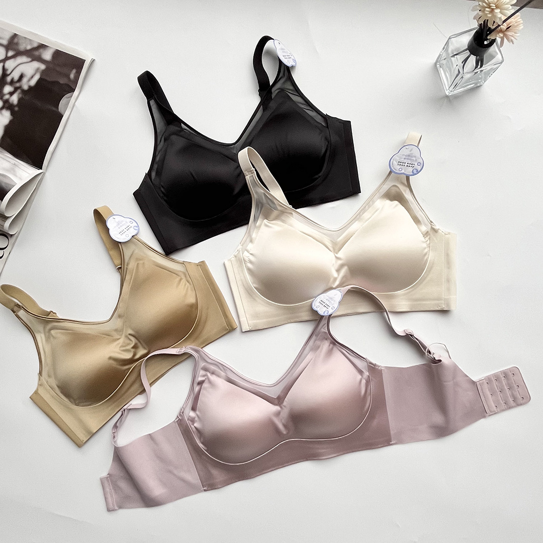 Gold-plated Luxury Satin Mulberry Silk Non-marking Bra Comfortable Breathable Push-up Anti-sagging Underwear Women's Soft Support Bra