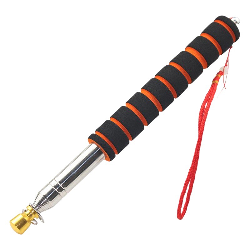 Gold-Headed Crown-Shaped Stainless Steel Flagpole Tour Guide Pole Outdoor Coach Pole Telescopic Pointer 3m for Outdoor Use