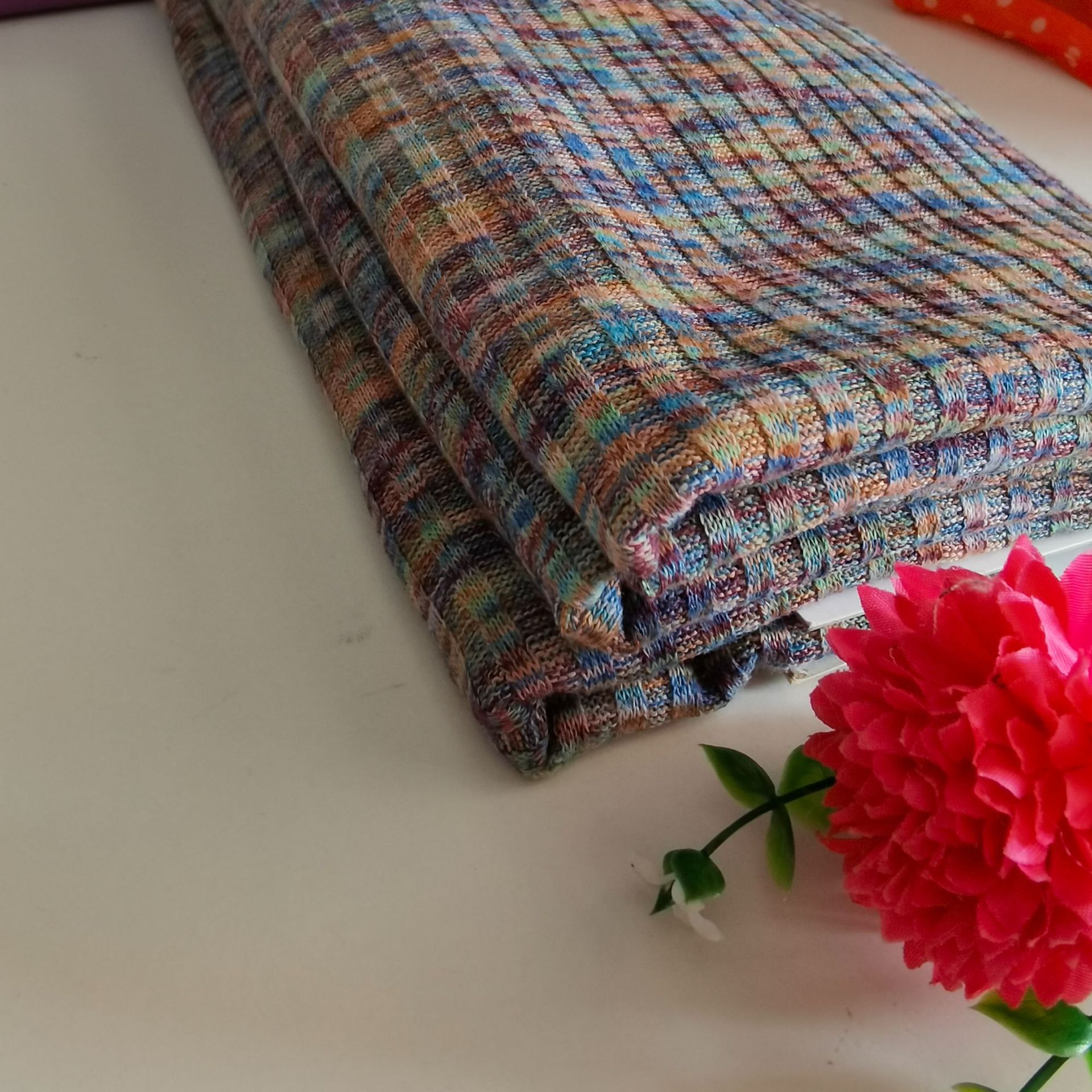 Duan Cai 4*4 thread thick needle purple all polyester stretch shirt women's knitted fabric jersey terry chenille cloth