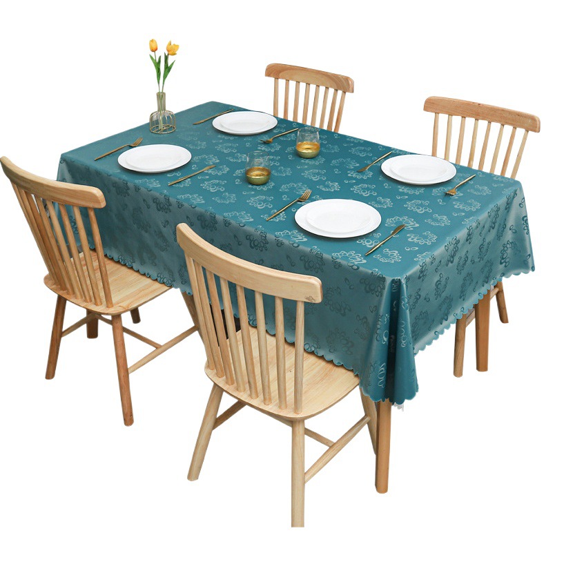 European Style PU Tablecloth Wash-Free Hotel Restaurant Household Rectangular Waterproof Oil-Proof Table and Chair Fabric Jacquard