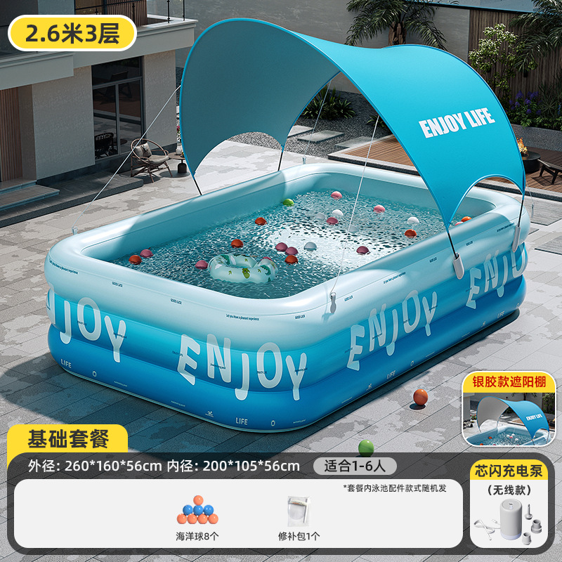 Picture of Swimming Pool Thickened Large Indoor Outdoor One Button Inflatable Swimming Pool Adult Kids Family Swimming Pool Wholesale