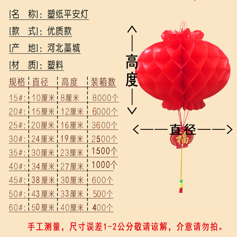 Picture of [Source Wholesale] New Year's Little Red Lantern Spring Festival Wedding Plastic Paper Lantern Red Honeycomb Folding Paper Lantern