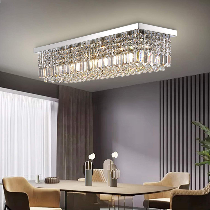Picture of Cross-Border Crystal Restaurant Chandelier Chandelier Chandelier Rectangular Bar Table Home Zhongshan Lighting Factory Original Light Luxury
