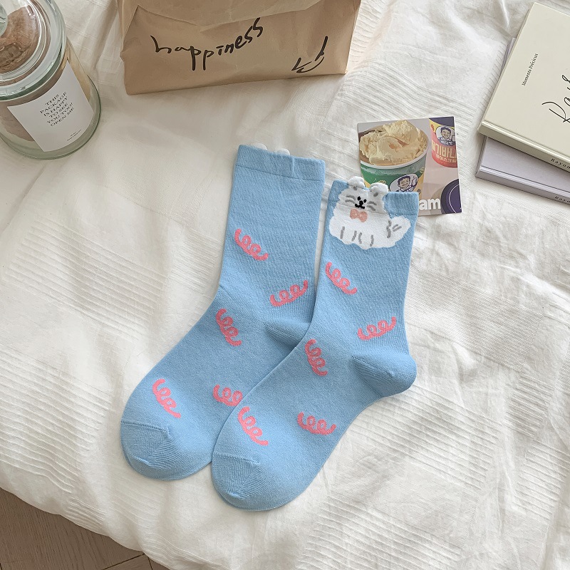 Picture of Yuanrunjia Korean style mid-calf socks cute Japanese cotton socks for women ins trendy all-match cartoon couple high-looking socks