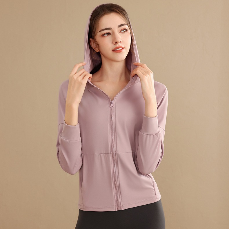 Loose Hooded Sports Jacket Women's Zipper Cardigan Slimming Fitness Top Running All-match Training Yoga Clothes Long Sleeve
