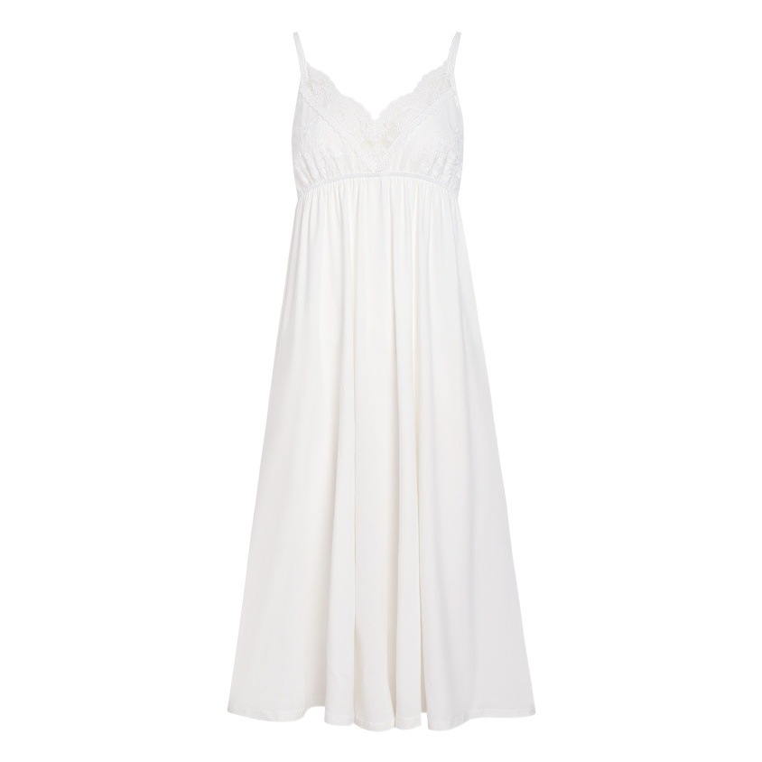 Sling Nightgown Women's Summer Cotton Palace Style Sexy Long Dress Princess Lace Pajamas Embroidered Chest Pad Outfit Home Clothes