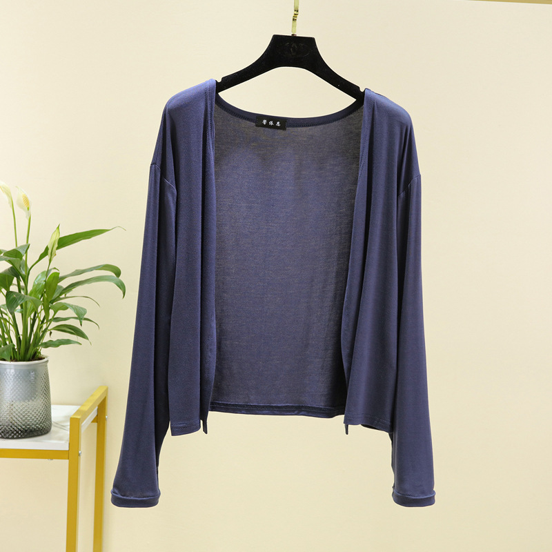 Picture of Modal sunscreen cardigan women's summer thin long-sleeved outerwear knitwear jacket loose casual waistcoat Spring