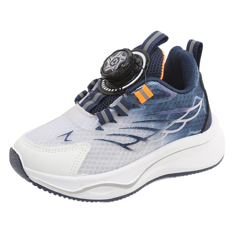 Children's Sports Shoes 2025 Spring and Autumn Boys' Casual Shoes Rotating Button Girls' Running Shoes Soft Sole Baby Net Shoes Single