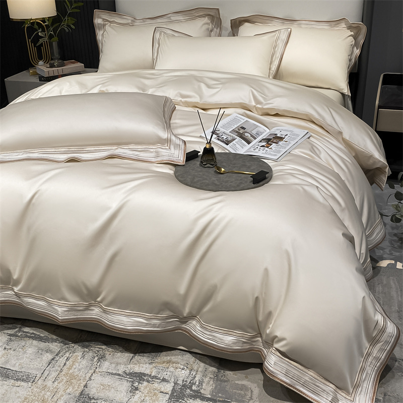 Picture of 210 Light Luxury Long-staple Cotton Cotton Four-piece Set Maternal and Infant Grade A Pure Cotton Bed Sheet Quilt Cover Satin Bedclothes 4-piece Set