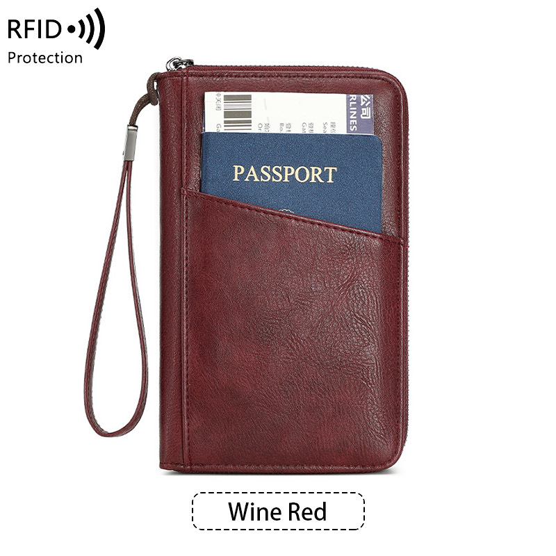 Picture of Cross-border New RFID Anti-magnetic Wallet Zipper Passport Bag Certificate Bag Air Ticket Storage Bag Multifunctional Passport Wallet