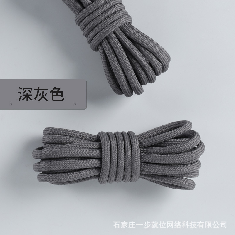 Picture of Wild elephant wholesale coconut shoelace outdoor hiking boots sports basketball shoes black and white color bold round shoelace rope a pair