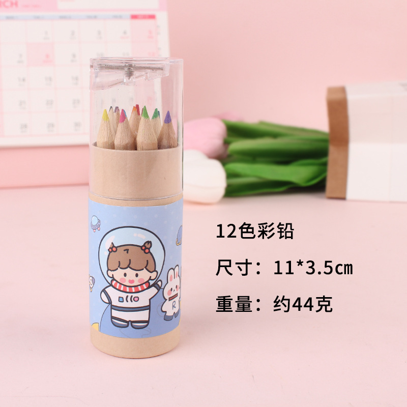 Picture of 12-Color Barreled Colored Lead Kidsren's Painting Graffiti Colored Lead Primary School Students School Supplies Kindergarten Art Training Pencil