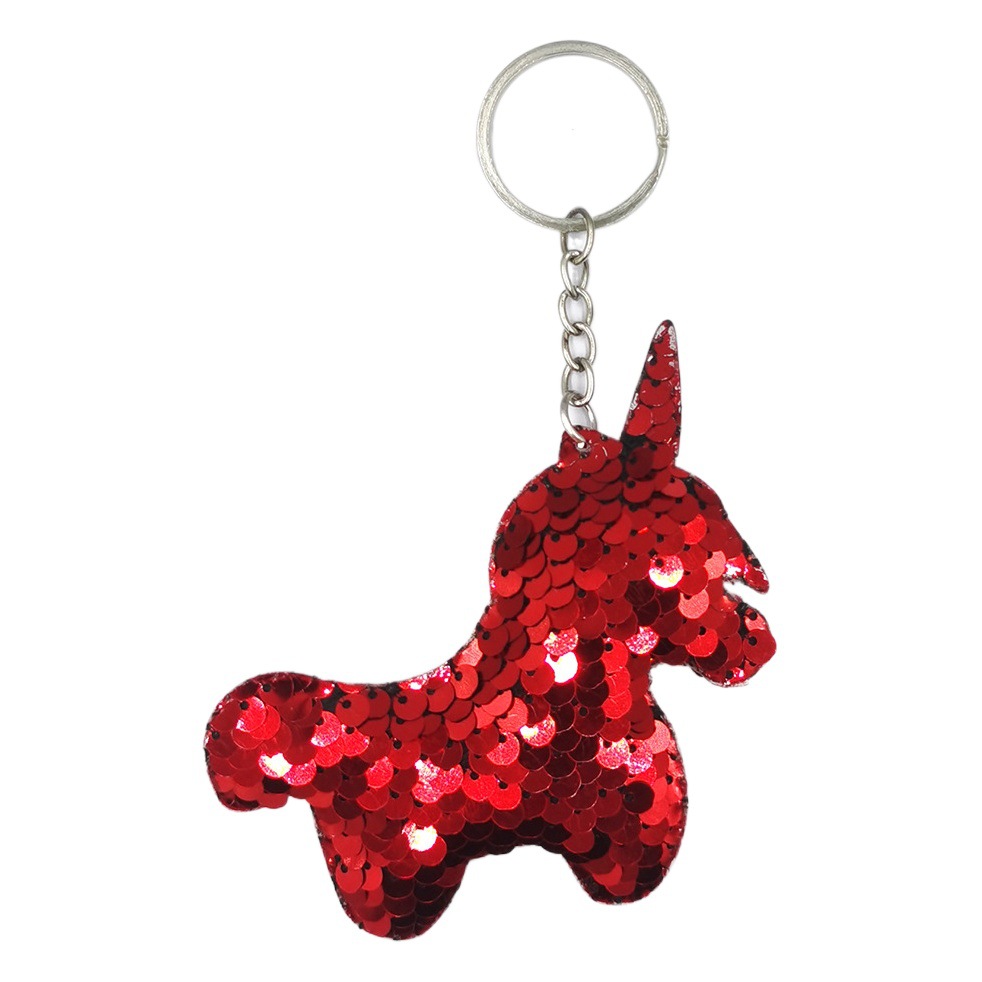 Span E-Commerce Reflective Gloss Unicorn Pendant Sequin Pony Bag Pendant Colorful Sequin Keychain Pendant