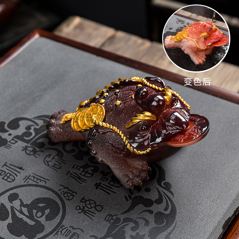 Picture of Golden Toad Color-changing Tea Pet Ornaments Boutique Tea Tray Tea Table Tea Set Accessories Jewelry Money-making Golden Toad Tea Play