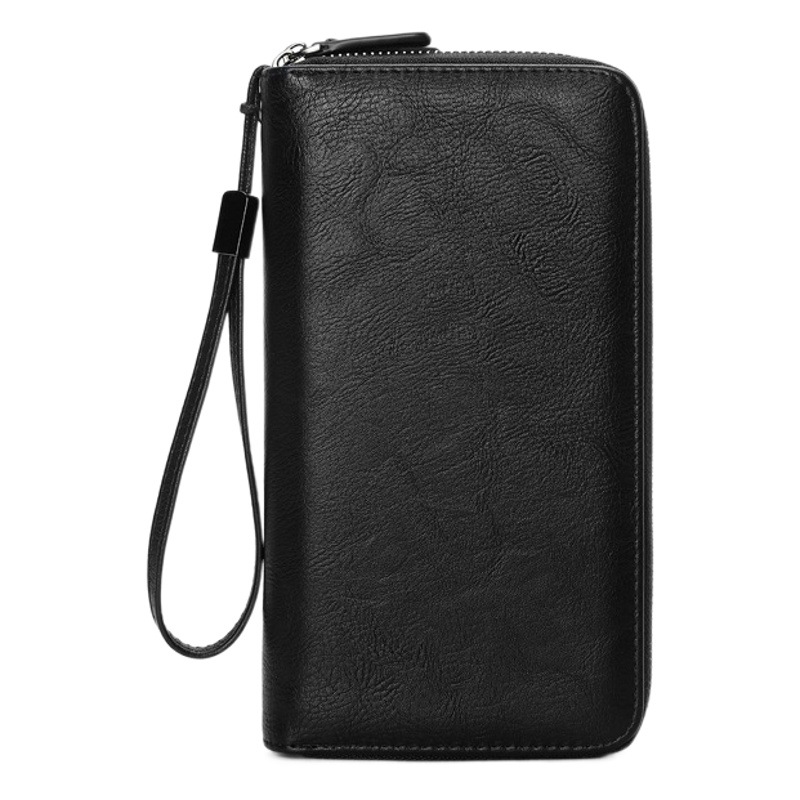 2023 anti-theft card swiping bag multi-functional Simple Men's wallet business large capacity double zipper anti-magnetic long wallet