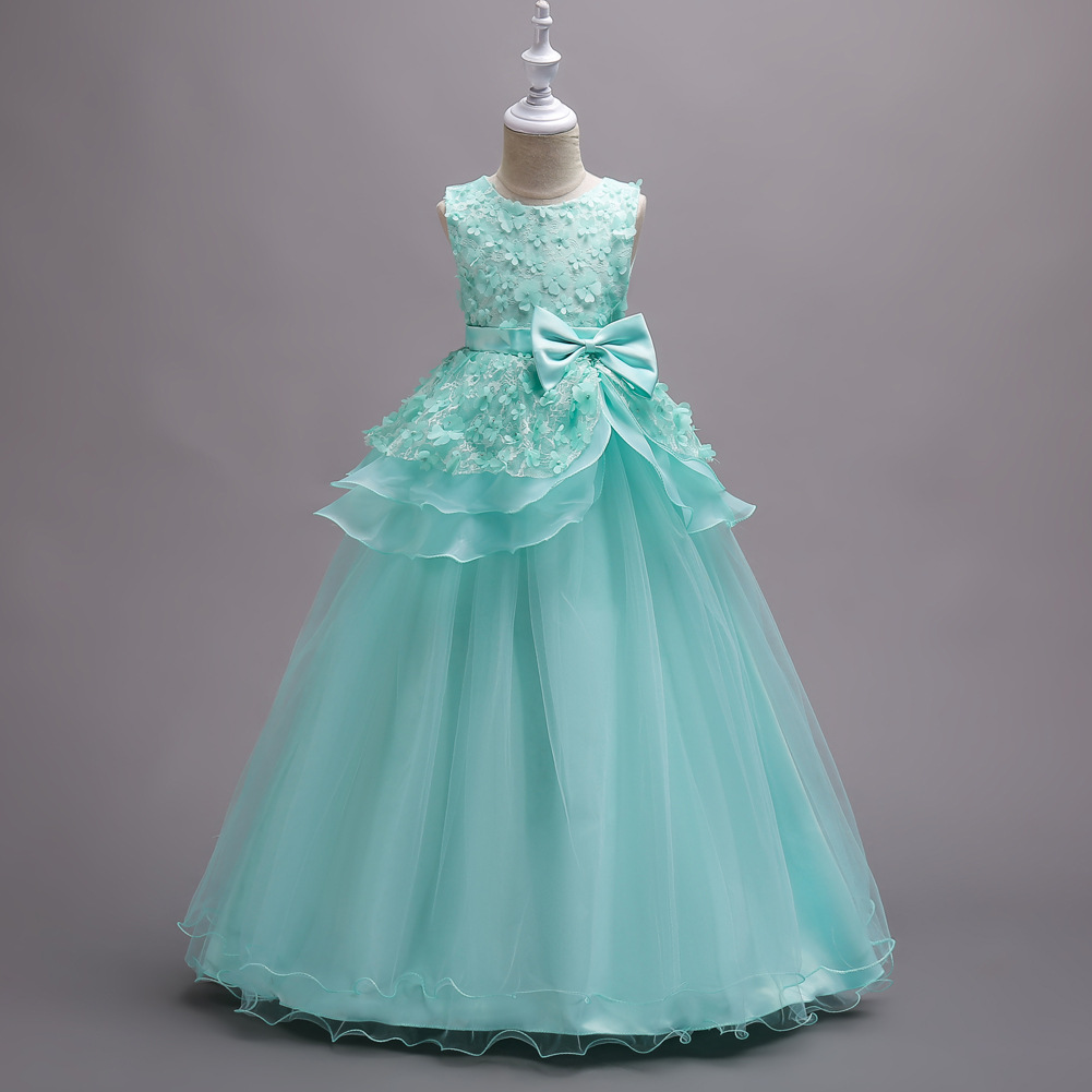 Picture of South Korea Children's Sleeveless Mop Dress Wedding Dress Flower Children's Dovetail Dress Girl's Host Evening Princess Dress