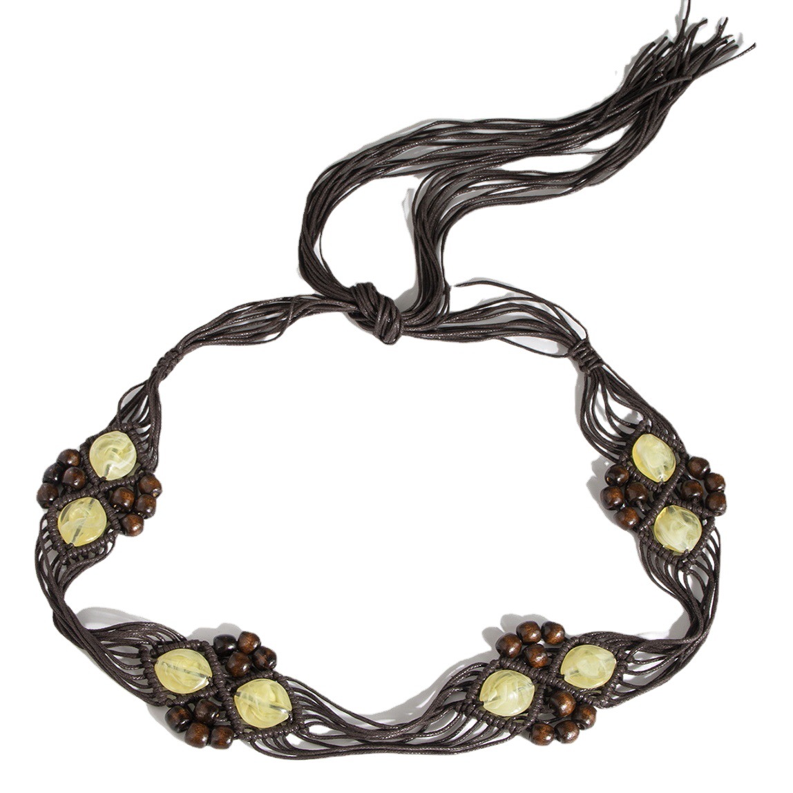 Bohemian Style Waist Rope Resin Beads Woven Knot Belt Handmade Belt Ethnic Style Women's Waist Rope