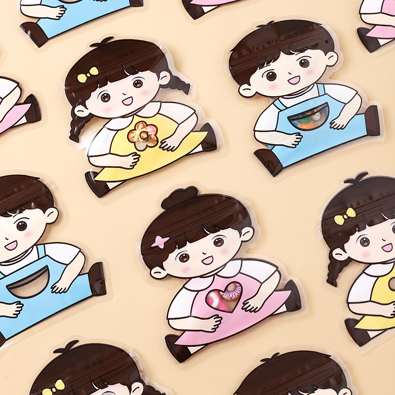 Cute cartoon children's special-shaped candy beads ziplock bag ins transparent small packaging bag hairpin jewelry sealed bag