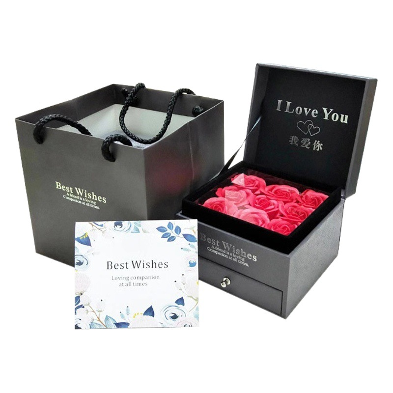 Soap Eternal Rose Valentine's Day Gift Box Pull Ring Necklace Bracelet High-end Jewelry Box Wholesale