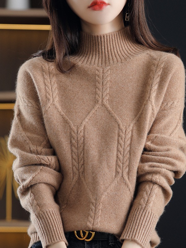 Picture of Fleece-lined sweater women's winter thickened inner half turtleneck bottoming shirt 2024 autumn and winter New popular high-grade Western style top