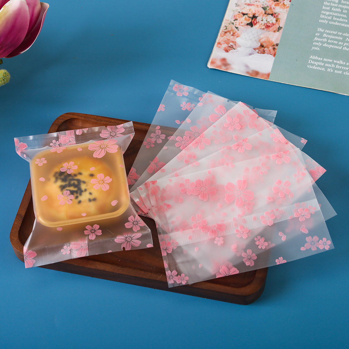 New Cherry Blossom Packaging Bag Cookie Plastic Bag Milk Date Nougat Sesame Ball Independent Transparent Plastic Bag