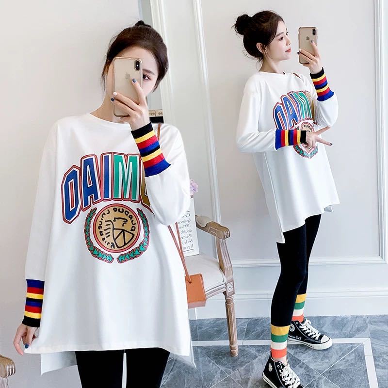 Picture of Maternity Wear for Early Spring and Autumn, Trendy Popular Style for Fashionable Moms, Mid-Length Belly-Covering Thin Tops, Fashionable and Versatile Tops for Going Out