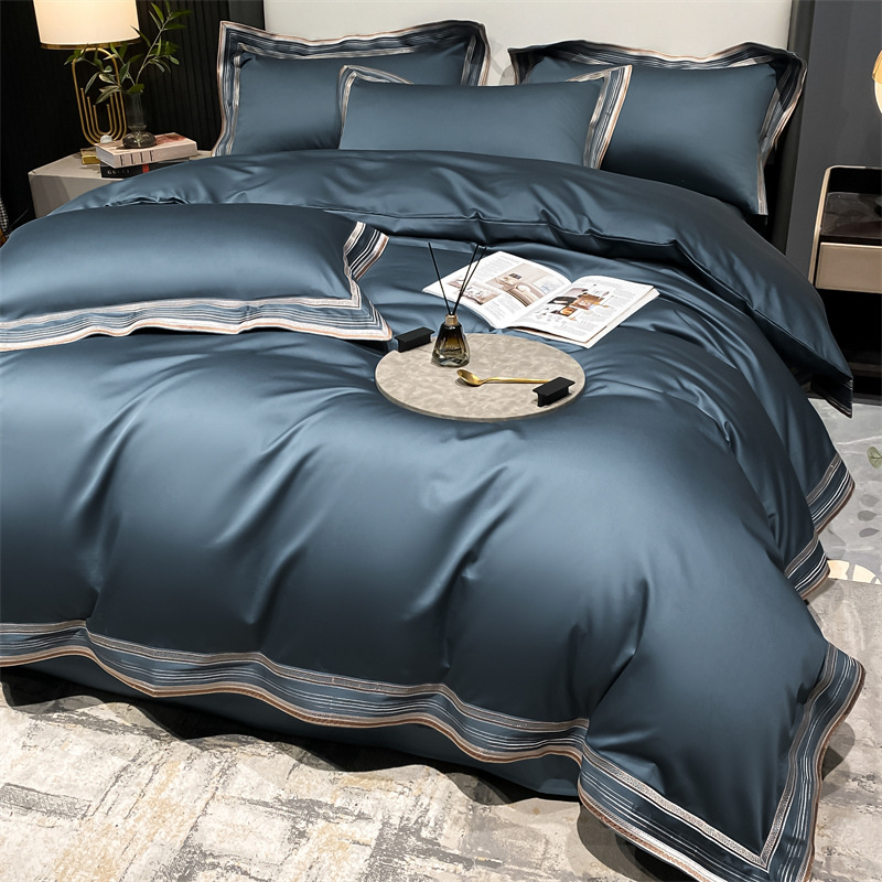 Picture of 210 Light Luxury Long-staple Cotton Cotton Four-piece Set Maternal and Infant Grade A Pure Cotton Bed Sheet Quilt Cover Satin Bedclothes 4-piece Set