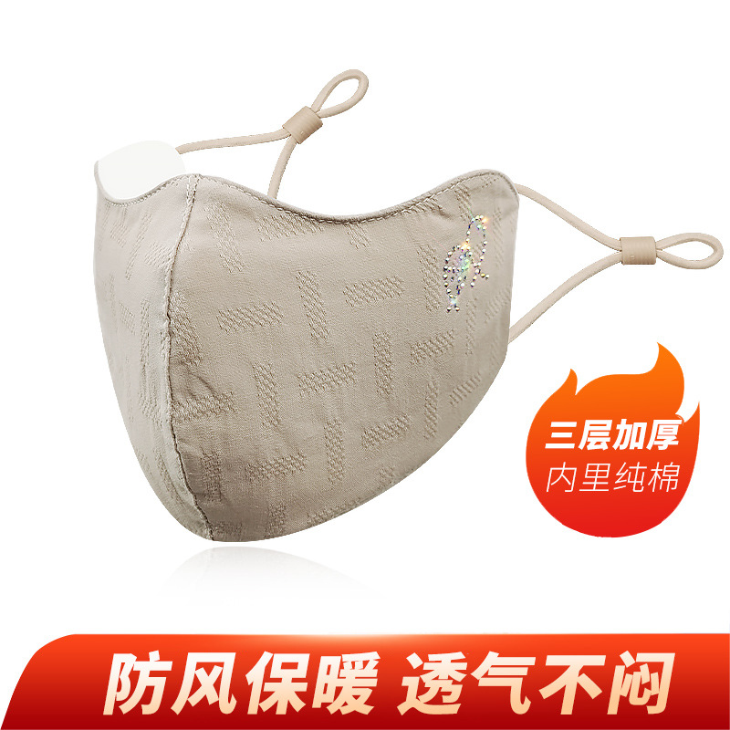 Picture of Autumn and Winter Warm Masks for Women, Eye Protection, Cycling, Dustproof, Windproof, Cold-Proof, Thickened Pure Cotton 3-Layer Cotton Cloth Masks Wholesale