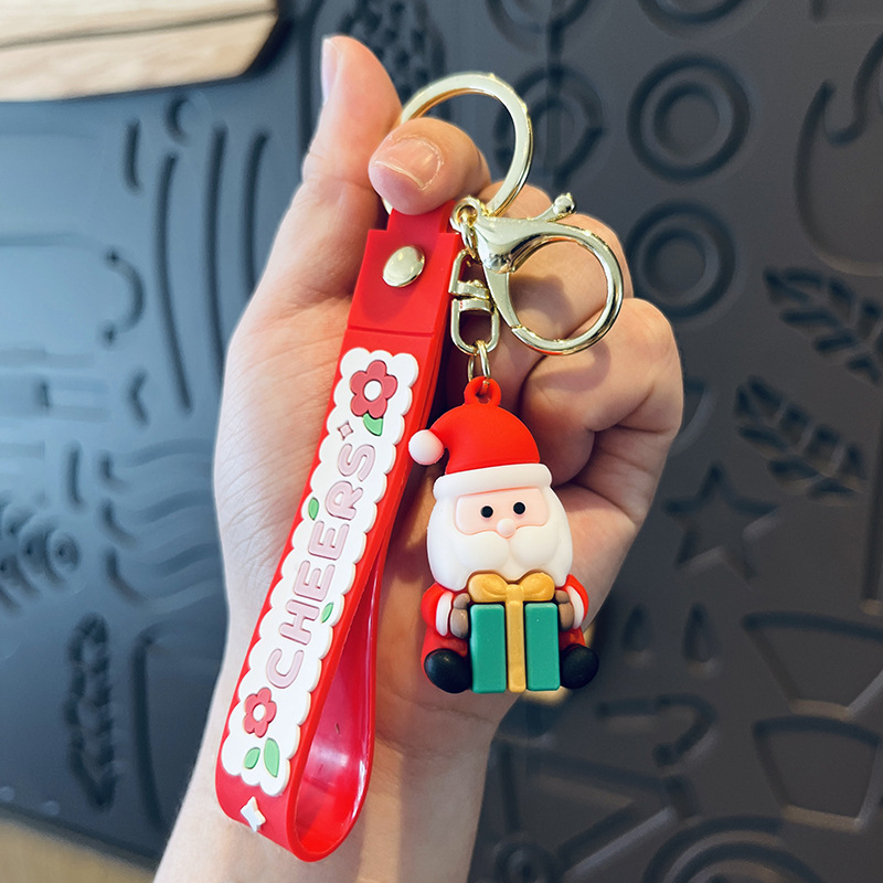 Picture of Cute Santa Claus keychain Christmas gift Christmas tree three-dimensional key chain Bell snowman elk wholesale