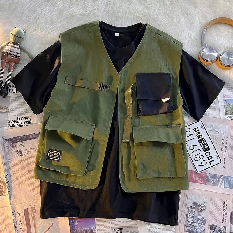 Picture of Men's and women's medium and large children's workwear vest versatile street shot hip hop watch performance vest top parent-child DIY printed logo
