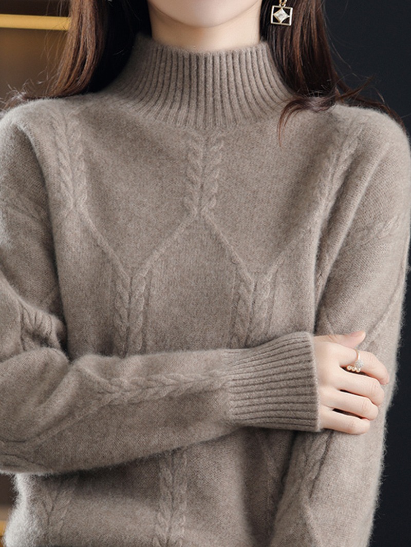 Picture of Fleece-lined sweater women's winter thickened inner half turtleneck bottoming shirt 2024 autumn and winter New popular high-grade Western style top