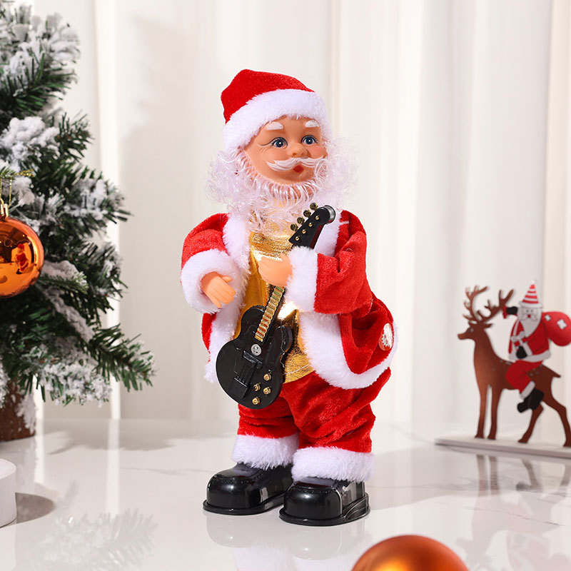 Picture of Cross-border Electric Santa Claus shaking hip playing guitar with music Christmas little old man decorations Doll Gift