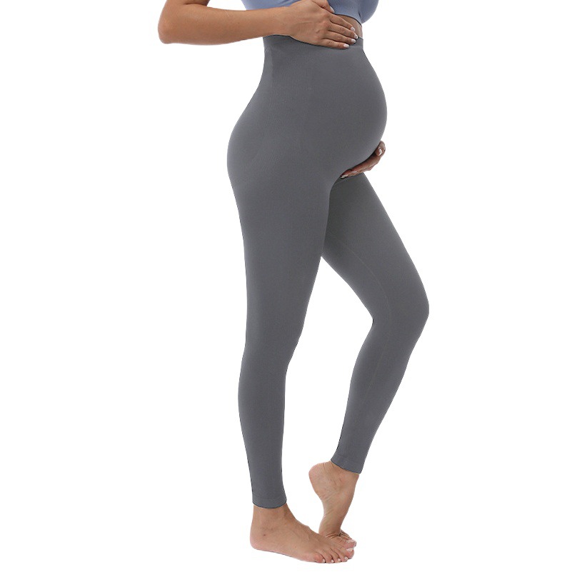 Cross-border Seamless Pregnant Women's Yoga Pants Tight-fitting Base Yoga Suit Thin Belly-supporting High-elastic Hip-lifting Outer-wearing Pregnant Women's Pants