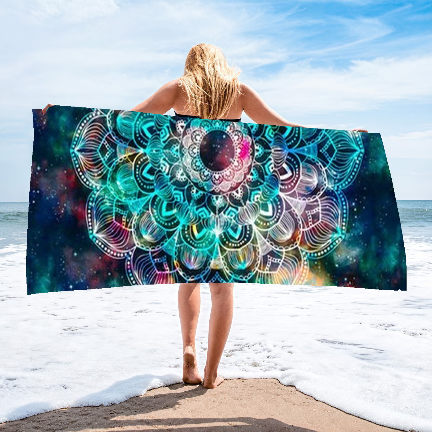 Picture of Cross-border microfiber double-sided velvet beach towel custom LOGO digital printing large bath towel rectangular thick towel