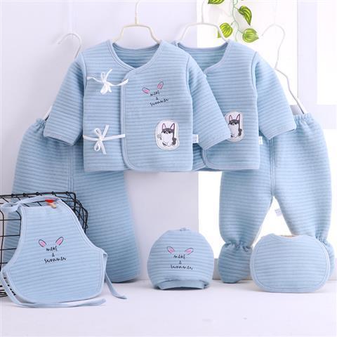 Picture of 2025 Newborn Baby Quilted Warm Cotton Clothes Newborn Embroidered Seven-Piece Gift Box Thickeneded Set Supplies