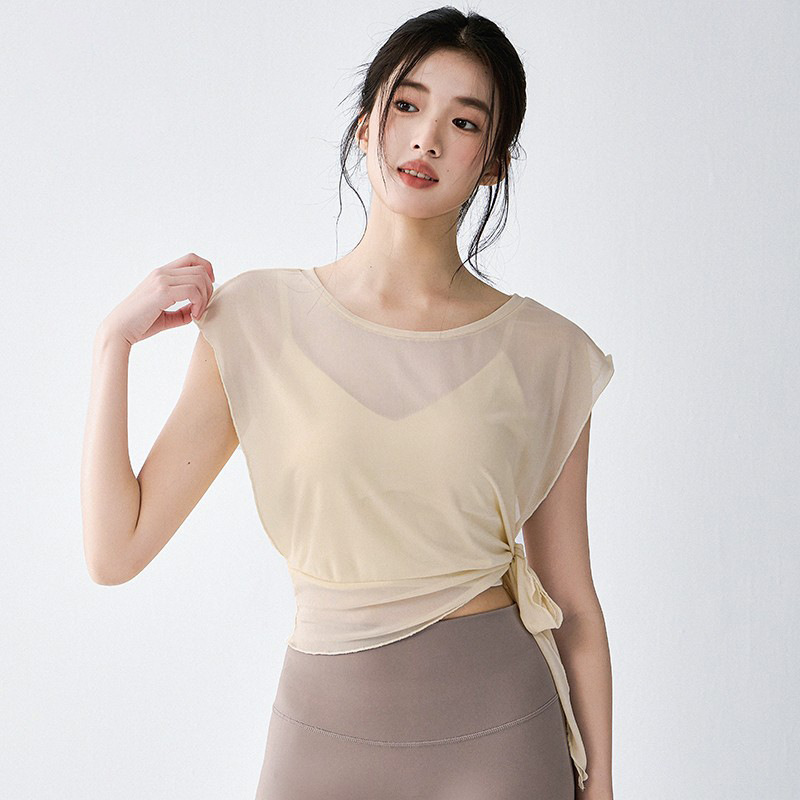 2025 New Yoga Sports Suit Mesh Blouse Vest Quick-Drying Breathable Light Fitness Sexy Beautiful Back